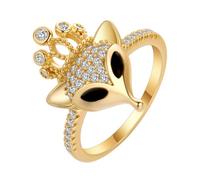 ROLIZHN Crown Fox Rings for women Cubic Zirconia Stackable Rings Wedding Eternity Promise Thumb Ring Anniversary Jewellery Gift for Women Girl