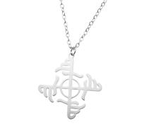 ROLIZHN Evil Amulet Icelandic Magical Stave Protection Rune Necklace | Ginfaxi Norse Runes Attract Victory Necklace for Women Men Stainless Steel Icelandic Combat Stave Amulet Jewelry