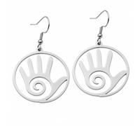 ROLIZHN Hamsa Hand Spiral Hollow Dangle Earrings, Evil Eye Protection Spiritual Palm Drop Earrings, Boho Ethnic Good Luck Stainless Steel Hook Earrings for Women