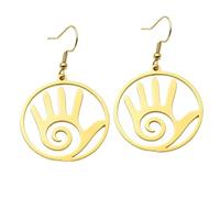 ROLIZHN Hamsa Hand Spiral Hollow Dangle Earrings, Evil Eye Protection Spiritual Palm Drop Earrings, Boho Ethnic Good Luck Stainless Steel Hook Earrings for Women