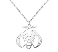 ROLIZHN Hollow Death Moth Pendant Necklace, Stainless Steel Gothic Bug Moth Insect Dainty Chain Necklaces for Women Witchy Nature Jewelry Gift (Silver)