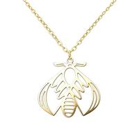 ROLIZHN Hollow Death Moth Pendant Necklace, Stainless Steel Gothic Bug Moth Insect Dainty Chain Necklaces for Women Witchy Nature Jewelry Gift (Gold)