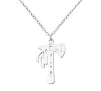 ROLIZHN Hollow Tomahawk Axe Pendant Necklace, Stainless Steel Native American Style Leaf Hatchet Dainty Chain Necklaces for Men Women Viking Warrior Jewelry Gift (Silver)