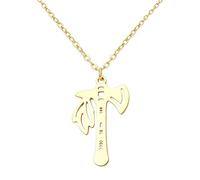 ROLIZHN Hollow Tomahawk Axe Pendant Necklace, Stainless Steel Native American Style Leaf Hatchet Dainty Chain Necklaces for Men Women Viking Warrior Jewelry Gift (Gold)