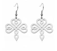 ROLIZHN Irish Celtic Knot Dangle Earrings, Vintage Hollow Endless Knot Stainless Steel Hypoallergenic Hook Earrings for Women