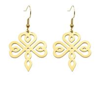 ROLIZHN Irish Celtic Knot Dangle Earrings, Vintage Hollow Endless Knot Stainless Steel Hypoallergenic Hook Earrings for Women