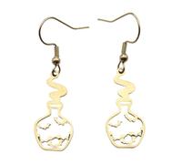ROLIZHN Magic Potion Bottle Dangle Earrings for Women, Stainless Steel Hollow Heart Vase & Bat Potion Drop Hook Earrings, Gothic Halloween Witch Jewelry Gifts