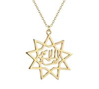 ROLIZHN Nine Point Baha'i Baha'i Star for Women Stainless Steel Persian Calligraphy Persian Pasi Party Jewelry Gift (Gold)