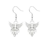 ROLIZHN Pagan Goddess Fertility Drop Earrings for Women Beautiful Guardian Angel Wing Dangle Earrings Stainless Steel Fashion Jewelry Gift (Silver)