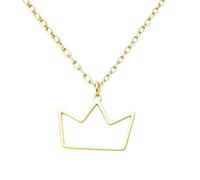ROLIZHN Stainless Steel Hollow Pendant Necklace Minimalist Paperclip Crown Triangle Square Hexagon Swirl Geometric Outline Necklaces for Women Jewelry Gifts (Gold, Crown)
