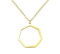 ROLIZHN Stainless Steel Hollow Pendant Necklace Minimalist Paperclip Crown Triangle Square Hexagon Swirl Geometric Outline Necklaces for Women Jewelry Gifts (Gold, Hexagon)