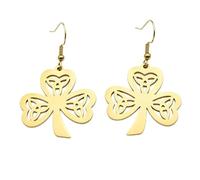 ROLIZHN Stainless Steel Irish Shamrock Earrings with Celtic Trinity Knot