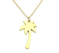ROLIZHN Stainless Steel Tropical Palm Coconut Tree Beach Pendant Necklace For Women (Tree-G)