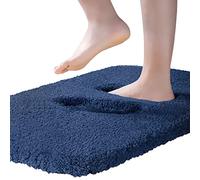 ROLIZOE Ultra Thick Bath Rug for Bathroom Non Slip Bath Mat Highly Absorbent Bathroom Rug Mat Super Soft Bedside Rug Carpet Microfiber Floor Mat 40 x 60cm, Navy Blue