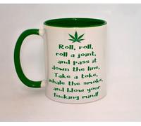 Roll A Joint Poem Ceramic Mug Great Funny Weed Spliff Rude Rhyme Green Gift