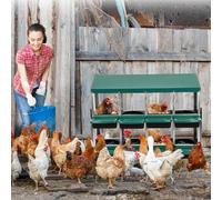 Roll Away Chicken Nesting Box for Easy Egg Collection - 10-Compartment Metal Laying Box with Lid, Wall-Mount, Protects Eggs, Improves Laying Efficiency, Sturdy Construction