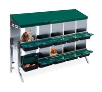 Roll Away Chicken Nesting Box for Easy Egg Collection - 10-Compartment Metal Laying Box with Lid, Wall-Mount, Protects Eggs, Improves Laying Efficiency, Sturdy Construction