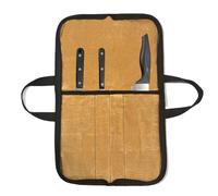 Roll Bag - Canvas 18.9x12.4in Heavy Duty Chef Cutlery Pouch | Portable Waxed Storage Case | Kitchen Tools Carrying Organizer for Camping Travel Culinary School and Professional Use