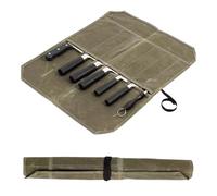 Roll Bag for Chefs with 7 Compartments, Portable Chef Knife Bag, Knife Case Storage, Knife Bag, Chef's Knife Roll Bag, Waxed Canvas Knife Roll Bag, Multifunctional Tool Roll Bag, Green, No