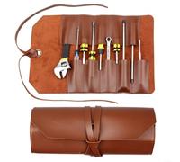 Roll Bag Multifunction Hardware Wrench Storage, Leather Tool Roll Bag Portable Wrench Storage Pouch Organizer for DIY Enthusiasts, for Wrenches and Cutters(Brown)