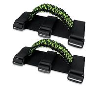 Roll Bar Grab Handles for ATV & UTV Roll Cage Grab Bar Handles Adjustable Soft Paracord Handles for 1.5"-2" Bars,2 Pack (Mixed Black&Green)