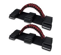 Roll Bar Grab Handles for ATV & UTV Roll Cage Grab Bar Handles Adjustable Soft Paracord Handles for 1.5"-2" Bars,2 Pack (Mixed Red)