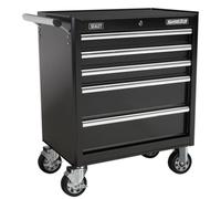 Rollcab 5 Drawer with Ball-Bearing Slides - Black