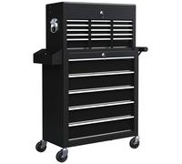 Roll Cab Tool Chest Lockable Roller Cabinet 14 Drawers Red Black Peg Board