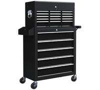 Roll Cab Tool Chest Lockable Roller Cabinet 14 Drawers Red Black Peg Board