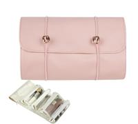 Roll Make-Up Brush Bag, Roll Makeup Organiser Bag, Travel Area Organized, Foldable Travel Toiletry Bag for Women with 4 Removable Removable Zips, Clear, pink, see description, See description