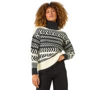 Roll Neck Cross Stitch Knit Jumper Roman Black 18