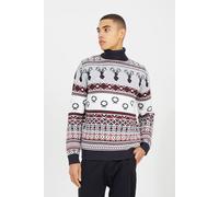 Roll Neck Fairisle Christmas Jumper Brave Soul Navy S