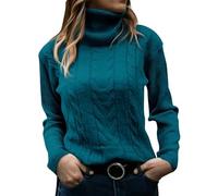 Roll Neck Jumpers for Women UK Vintage Chunky Cable Knit Turtle Neck Sweater Winter Autumn Slim Fit Pullover Ladies Casual Solid Thick Warm Tops Knitwear