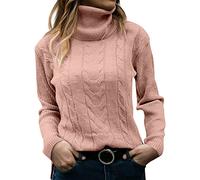 Roll Neck Jumpers for Women UK Vintage Chunky Cable Knit Turtle Neck Sweater Winter Autumn Slim Fit Pullover Ladies Casual Solid Thick Warm Tops Knitwear