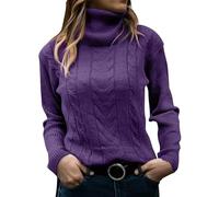 Roll Neck Jumpers for Women UK Vintage Chunky Cable Knit Turtle Neck Sweater Winter Autumn Slim Fit Pullover Ladies Casual Solid Thick Warm Tops Knitwear