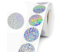 Roll of 500 pcs Round Stickers 1 inch Labels,Silver Blue Circle Label,Color Coding Glitter Sparkle Dot Stickers, Sealing Circle Labels,Dot Vinyl Floor Sticker Waterproof Removable for Kids