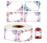 Roll Of Flowers Stickers For Kids, Adhesive Labels With Writing Area On | Versatile Adhesive Labels For Canning, Jelly Jars, Jars, Crafts And