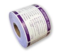 Roll of Food Allergen Warning Labels Purple Labels x 500 Roll Allergy Warning Kitchen Catering Safety Stickers