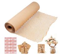 Roll of Paper Bubble Wrap for Packing Cushioning Wrap Papers, 30cm x 30M Brown Honeycomb Packing Paper for Moving House Shipping Breakables and Gifts Packaging Filler, with 10 Sheet Fragile Sticker