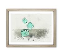 Roll Of The Dice In Abstract Modern Art Framed Wall Art Print, Ready to Hang Picture for Living Room Bedroom Home Office Décor, Oak A4 (34 x 25 cm)