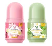 Roll-On Body Deodorant Stick, Invisible Solid Women’s Antiperspirant Deodorant, Aluminum Free, All Day Underarm Sweat & Odor Protection, Fresh Green Tea Chamomile Scent & Sakura Vanilla Scent (2PCS)