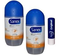 Roll On Deodorant Dermo Sensitive 24H Anti perspirant, by Ş àń e x, 2X 50MLWith Free Orignial Lip Balm