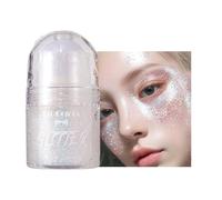 Roll-on Glitter Gel, Holographic Glitter Face and Body Gel Hair Glitter 25ml, Sparkle Halloween Makeup, White Mermaid Sequins Shimmer Liquid Eyeshadow Festiva Accessories for Rave Party
