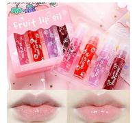 Roll On Lip Gloss Set, 4 Pcs Hydrating Lip Oil Make up for Kids, Transparent Plumping Fruity Flavors Lip Gloss, Crystal Jelly Liquid Lipstick Long Lasting Lip Care for Girls & Teens