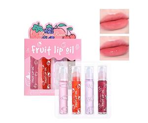 Roll-on Lip Gloss Set, Fruit-Flavored Lip Oil Moisturizing Girls Lip Balm Long Lasting Lip Care Shining Lip Gloss Clear Hydrating Glossy Tinted Lip Oil Lip Make-up Gift for Women and Girls