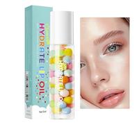 Roll On Lip Oil - Moisturizing Hydrating Clear Gloss With Macarons Inspired Design | Nourishing Liquid Lipstick Gloss Oil For Soft Smooth Lips | Portable Lip Care For Daily Makeup Travel