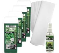 Roll on roller wax cartridge refill x 4pcs + Strips+ After wax oil, waxing pack (Mint.)