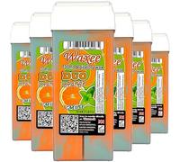 Roll on wax roller wax cartridge 100ml, 6pcs Waxee DUO wax refill (Orange & Mint)