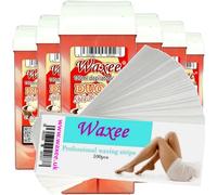 Roll on wax roller wax cartridge 100ml- Waxee DUO wax refill 6pcs+ 100 waxing strips (DUO- Lemon & Honey)