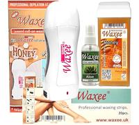 Roll-on waxing kit: Honey100ml roller wax, wax heater, after wax oil, strips- Complete starter set roll-on wax system- WAXEE SMART, COLOPHONY FREE.